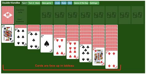 Double Klondike Turn 3 with Cards Face Up (Relaxed) .